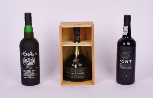TWO BOTTLES OF PORT AND A BOTTLE OF ARMAGNAC (3)