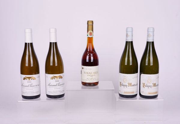 FOUR 75CL BOTTLES OF FRENCH WHITE WINE AND A 50CL BOTTLE OF TOKAJI