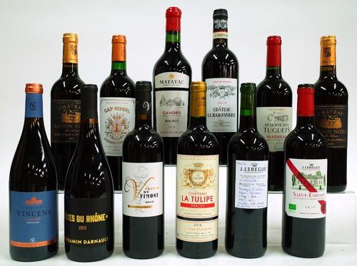 12 BOTTLES FRENCH RED WINE