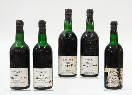 FIVE BOTTLES OF TAYLOR'S VINTAGE PORT 1966 (5)