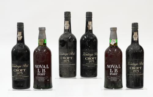 FOUR BOTTLES OF CROFT VINTAGE PORT 1975 AND TWO BOTTLES OF NOVAL LB PORT (6)