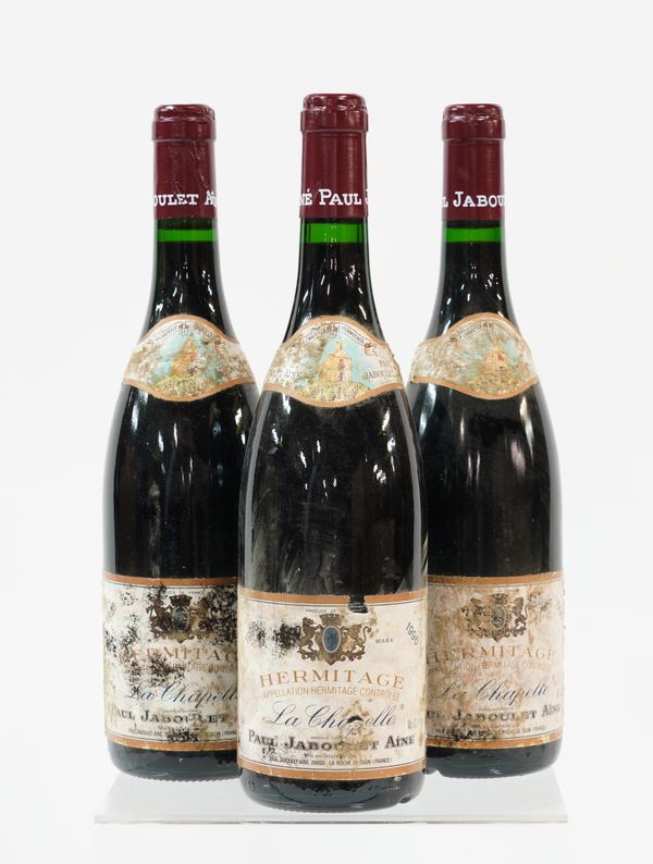 THREE BOTTLES OF HERMITAGE LA CHAPELLE  JABOULET AINE 1996 (3)