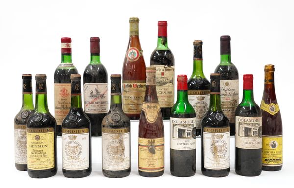 FIFTEEN BOTTLES OF VINTAGE WINES INCLUDING A BOTTLE OF CHATEAU PIEURE-LICHINE MARGAUX 1967 (15)