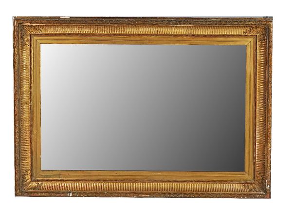 A large 19th century gilt framed rectangular mirror.