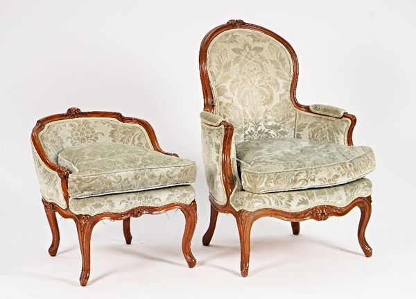 A Louis XV style carved beech Duchess briese