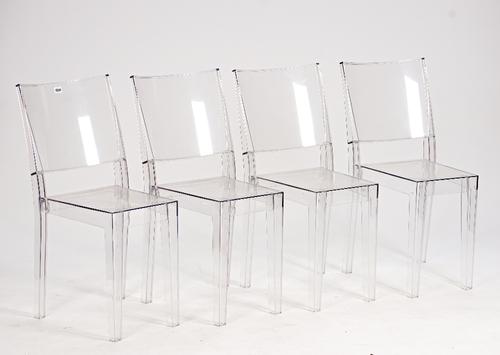 La Marie by Starck for Cartell, made in Italy, a set of four clear perspex ghost chairs, 39cm wide x 84cm high, (4).