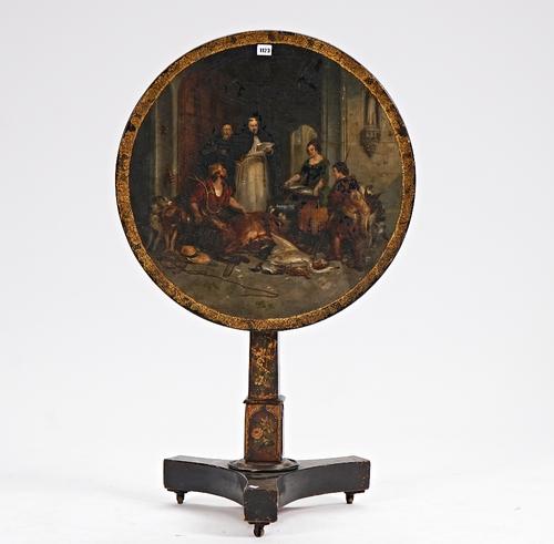 A 19th century polychrome painted papier-mâché occasional table.