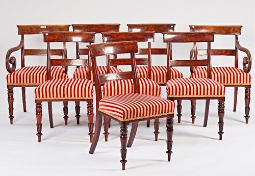 A set of eight William IV mahogany barback dining chairs (8).