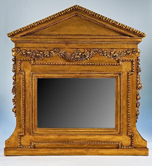 A large 18th style gold painted overmantel mirror.