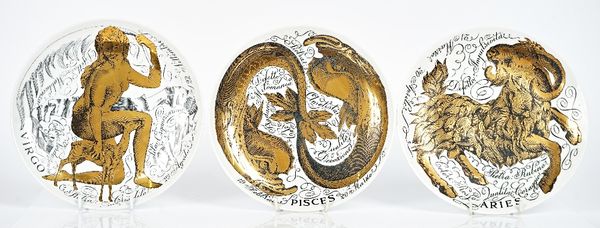 Piero Fornasetti for Corisia,  eight `porcelain Zodiac’ plates