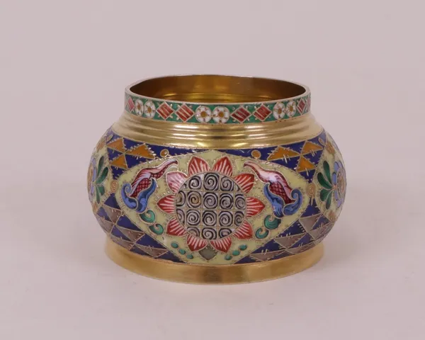 A enamelled and gilt bowl, probably a Polish copy of Russian work,