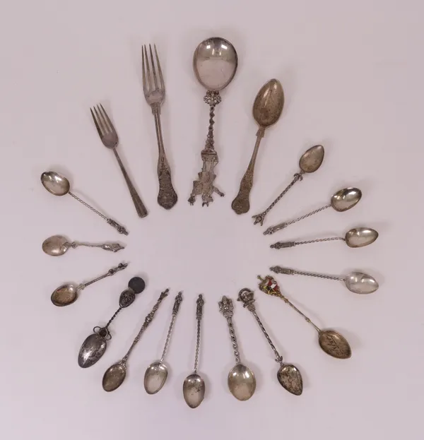 A group of silver English and foreign flatware, (qty)
