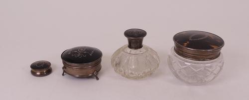 Four items of silver and tortoiseshell mounted dressing table wares, (4)