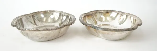 Two similar French serving dishes, each of quatrefoil shaped form,