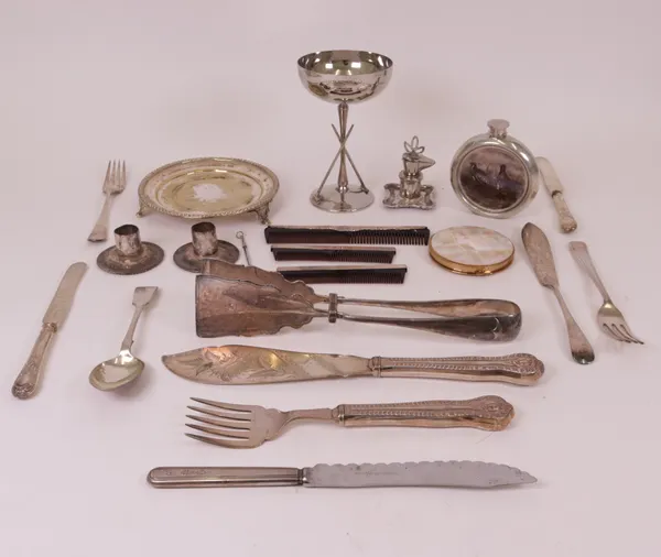Three silver mounted combs and further items, (qty).