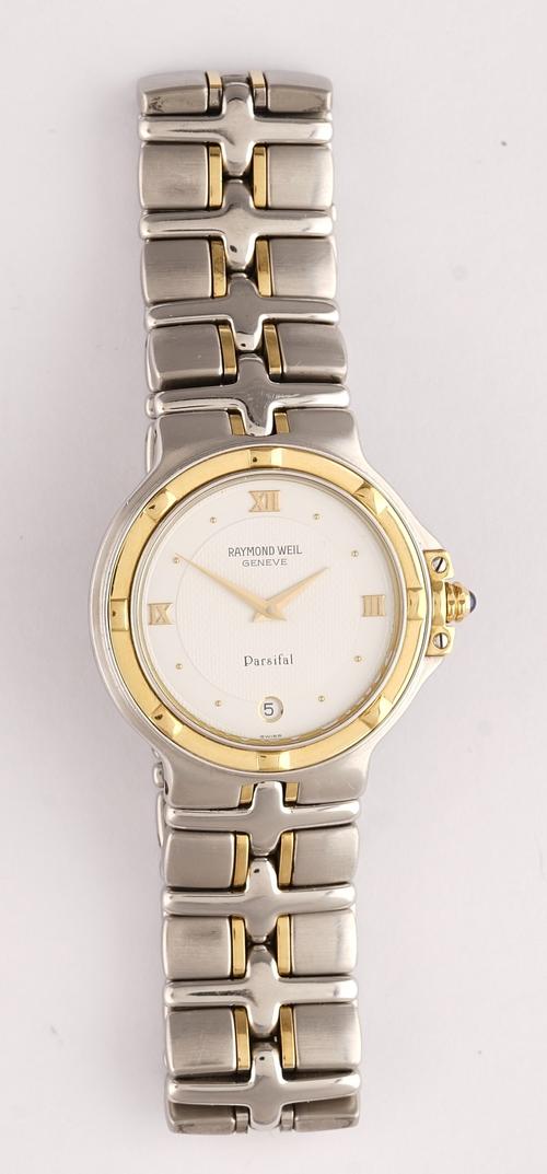 A Raymond Weil Parsifal steel and gold wristwatch.