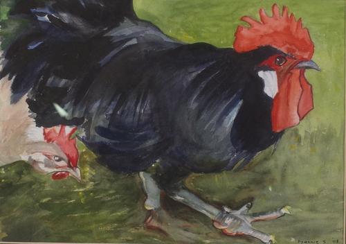 Frannie S*** (21st Century) A cockerill, signed and dated 'Frannie S 08' (lower right) pencil and watercolour 24 x 34cm