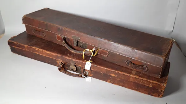 A leather shotgun travelling case, the cover embossed 'Kennedy, Alderley, Edge' 76cm wide,