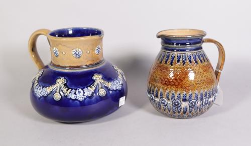 Doulton Lambeth; a late 19th century stoneware jug dated 1877