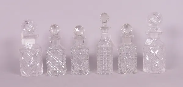 Glassware including a group of six early 20th century cut glass decanters, the tallest 18cm high (AF) (6)