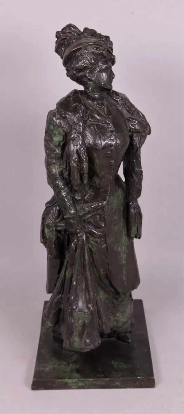After Paul (Gabriel Jean P.) Moreau-Vauthier, a composite bronze figure of a lady, inscribed 'P. MOREAU-VAUTHIER' to the base, 39cm high.