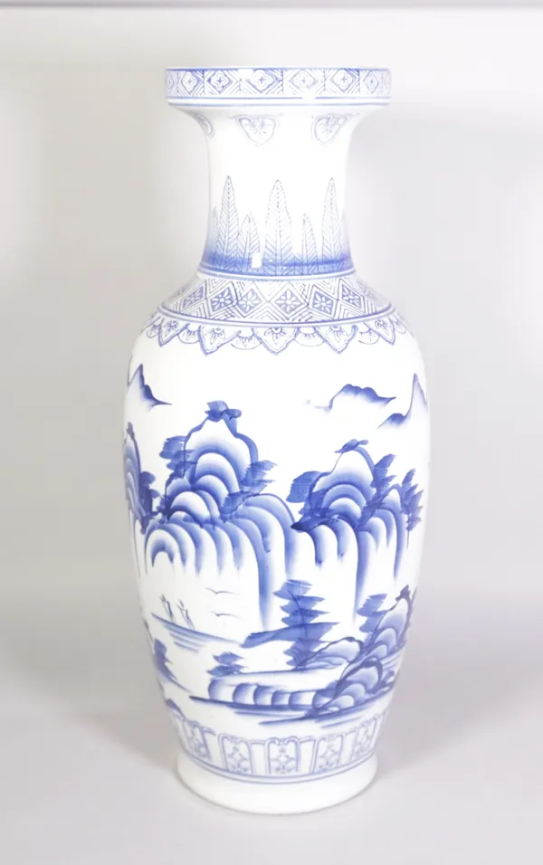 A modern Chinese porcelain blue and white baluster vase, 61cm high