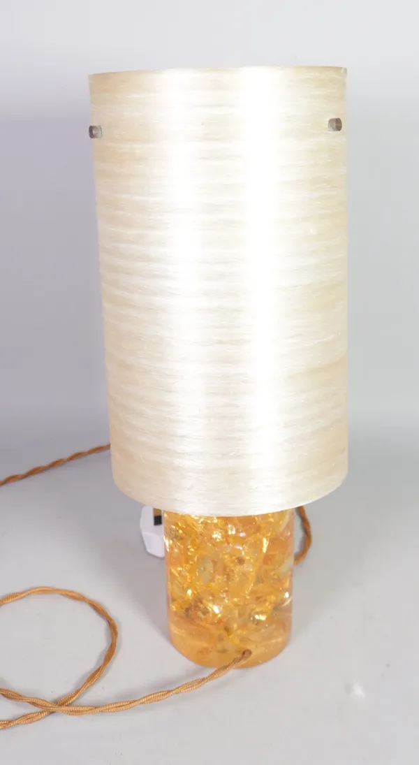 A mid-20th century Shattaline table lamp, with spun fibre glass, shade 43cm high