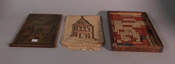 An early 20th century French building block set in original box, 19cm wide x 29cm high