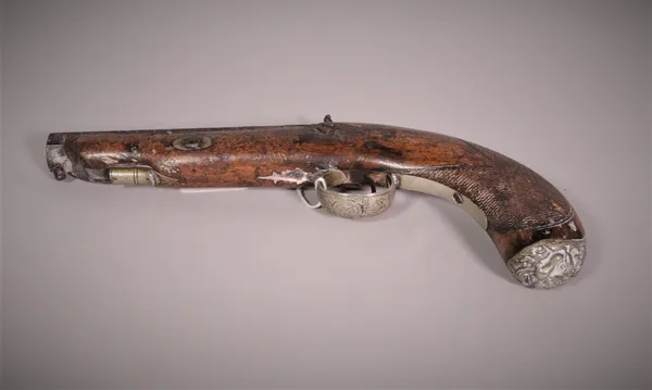 A 19th century percussion pistol, 28cm long