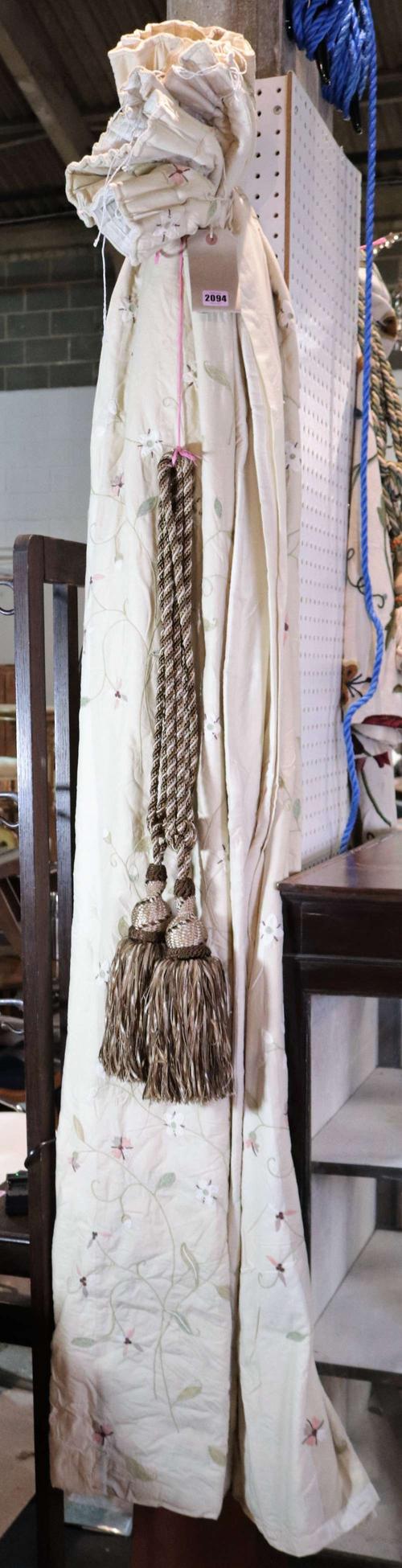 Jeff Banks, a pair of modern curtains with crewel-work decoration (2)