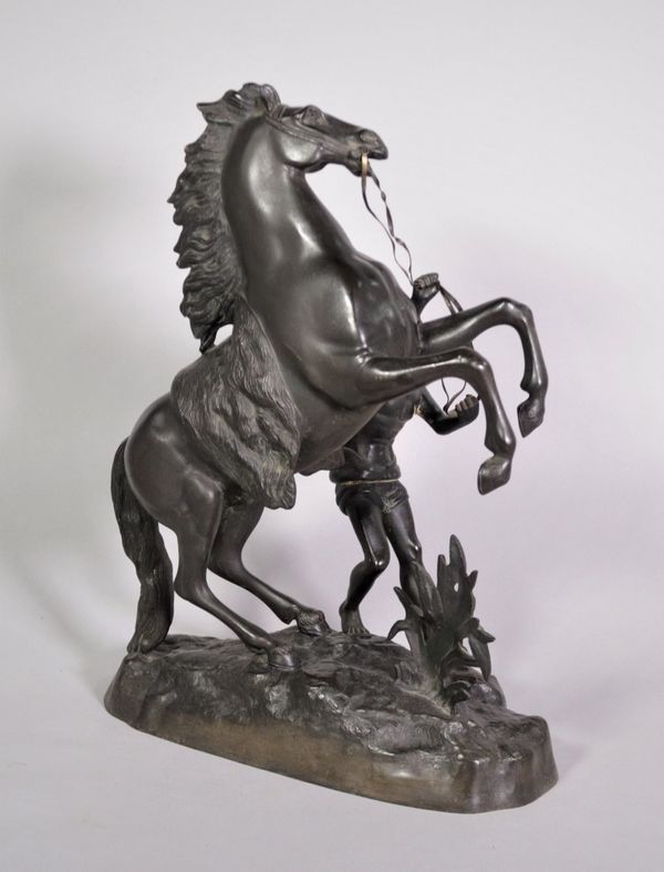 A modern French bronze figure of a Marly horse