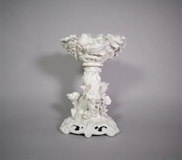 A modern ceramic centre bowl decorated with vines and flowers, 35cm high (a.f)