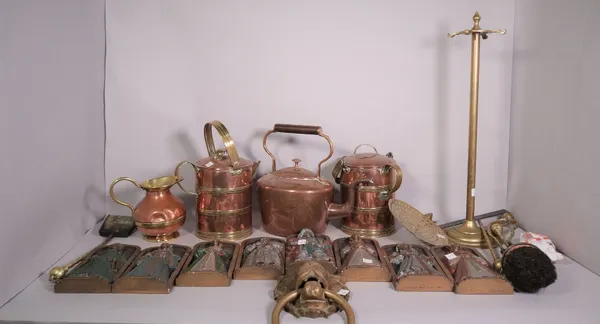 Metalware and collectables including, a group of brass teapots