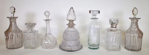 A quantity of 19th century and later mixed glass including, decanters and stoppers