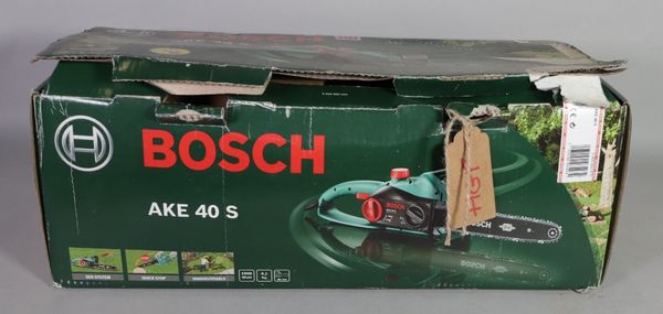 A Bosche AKE 40 S electric chainsaw.