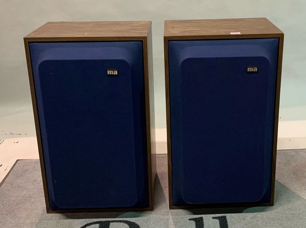 A pair of mid-20th century MA loudspeakers, 65cm tall; 39cm wide