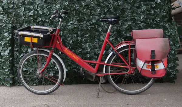 A modern Royal Mail bicycle, with two saddlebags by Pashley