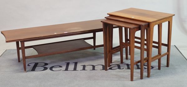 A modern teak rectangular coffee table, 118cm wide; 36cm high