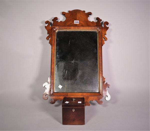 A late George III walnut pier mirror, 40cm wide; 65cm high