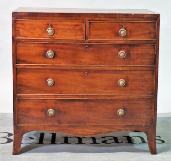 A 19th century mahogany chest of two short and three long graduated drawers