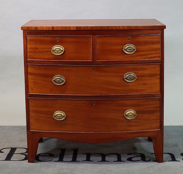 A 19th century mahogany bowfront chest of two short and two long graduated drawers