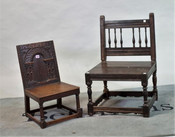 An 18th century and later side chair on turned supports