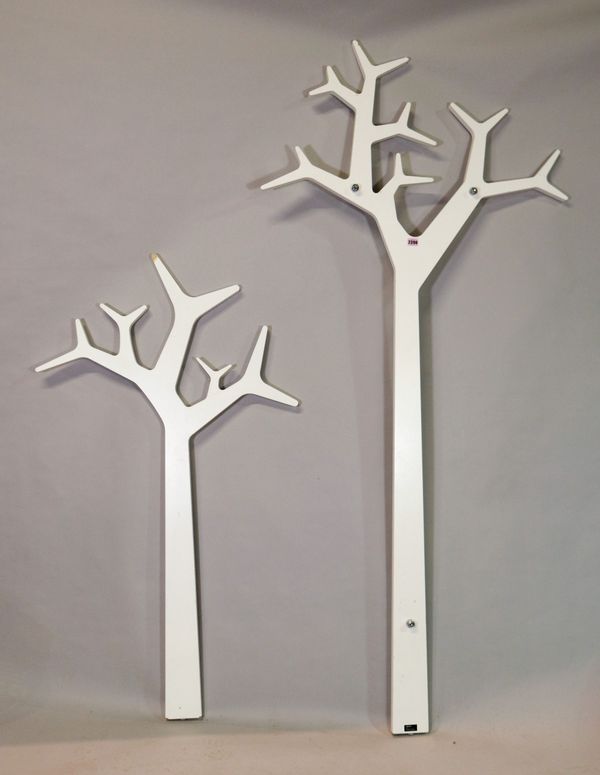 'SKANDIUM SWEDESE', a set of white painted wall mounted coat stands