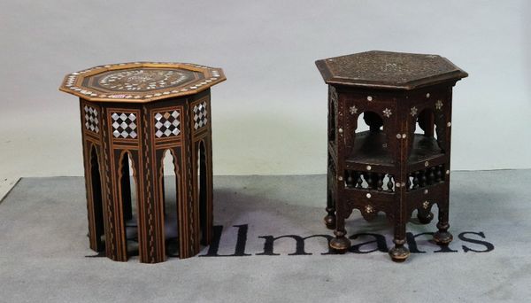 A late 19th century Damascus and mother-of-pearl inlaid and tortoiseshell octagonal occasional table