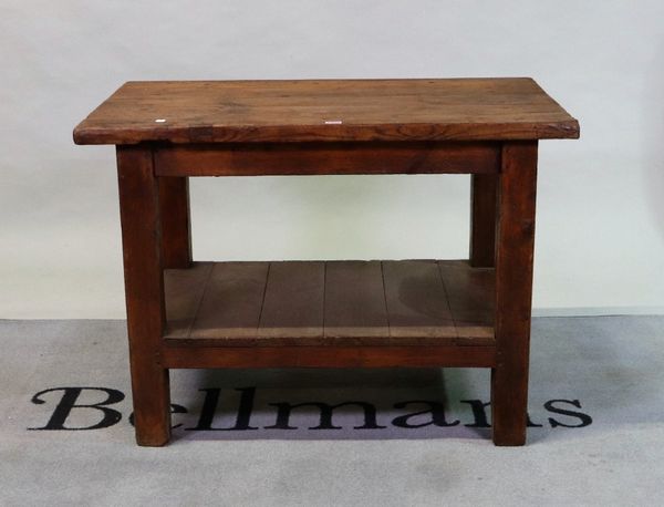 An early 20th century pitch pine rectangular side table