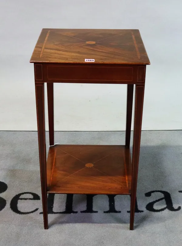 A 19th century inlaid walnut two tier occasional table