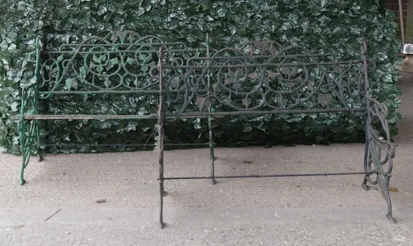A pair of cast-iron garden benches with fruiting vine decoration (2)