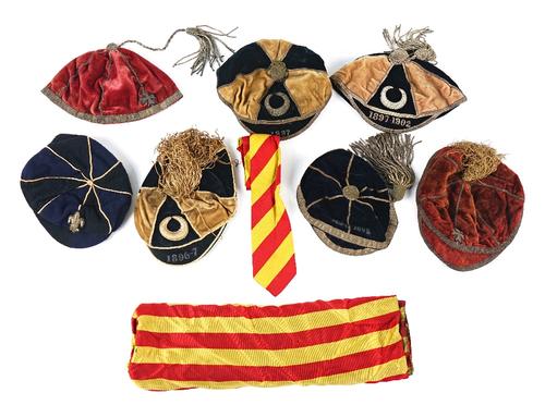 Nine velvet sporting caps (9)