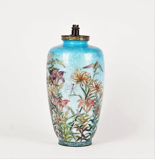 A large enamelled table lamp