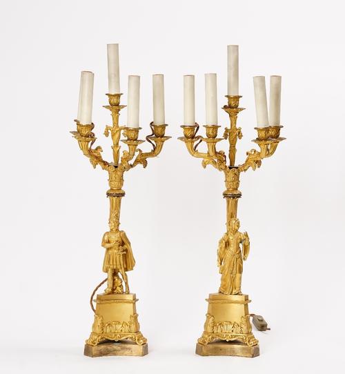 A PAIR OF LOUIS-PHILIPPE ORMOLU FIVE-LIGHT CANDELABRA